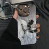 Black and White Butterfly Rose for iPhone16plus Mobile Phone Case 12promax Apple 15 Anti-drop 14 Matte 13