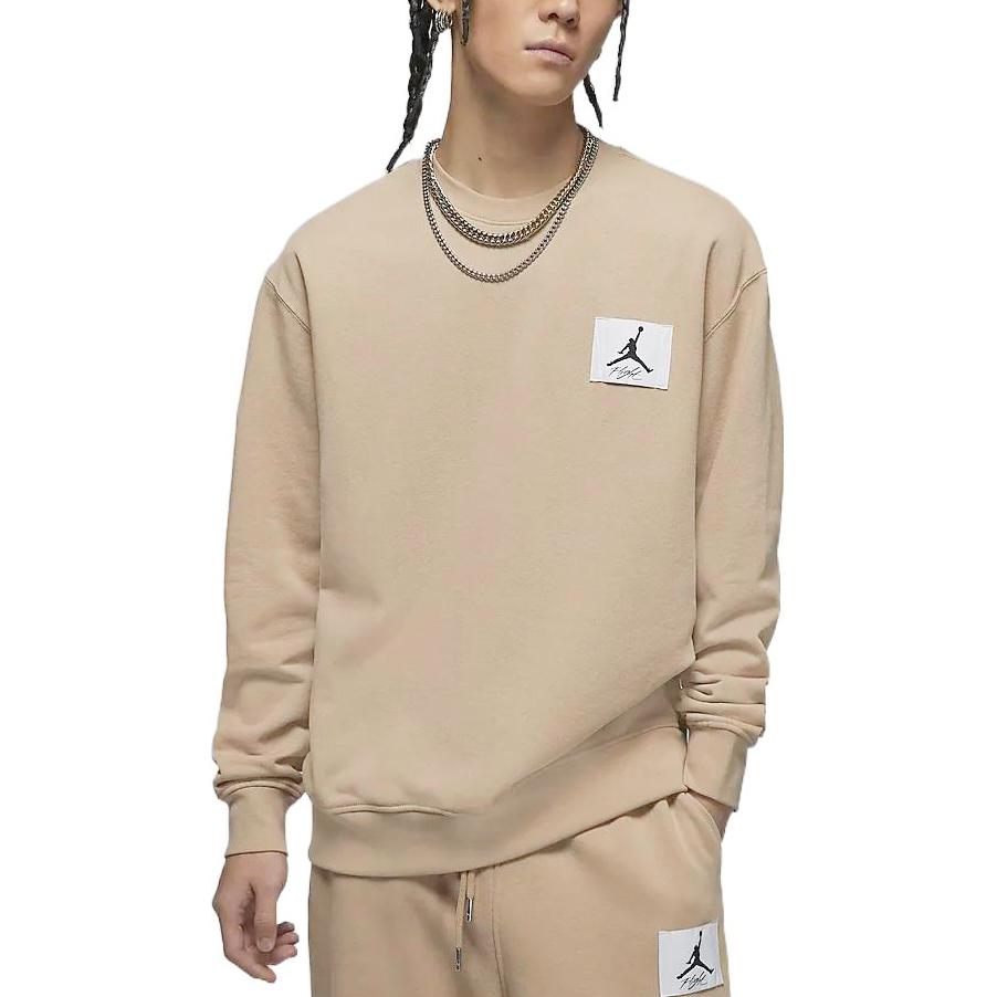 Jordan Solid Logo Crew Neck Sweatshirt Men Tops Desert-Yellow FB3910-277