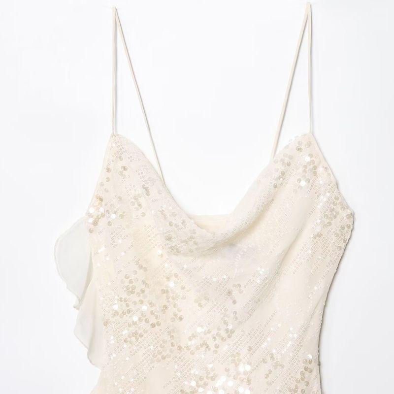 Kaslead New Arrival Women's Clothing Fashion Style Laminated Decoration Sequin Sling Short Dress 3658849 251