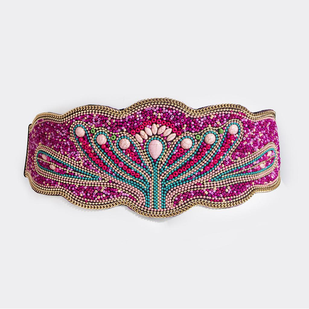 New Ethnic Style Boho Flowers Beautiful Elastic Snap Waist Seal