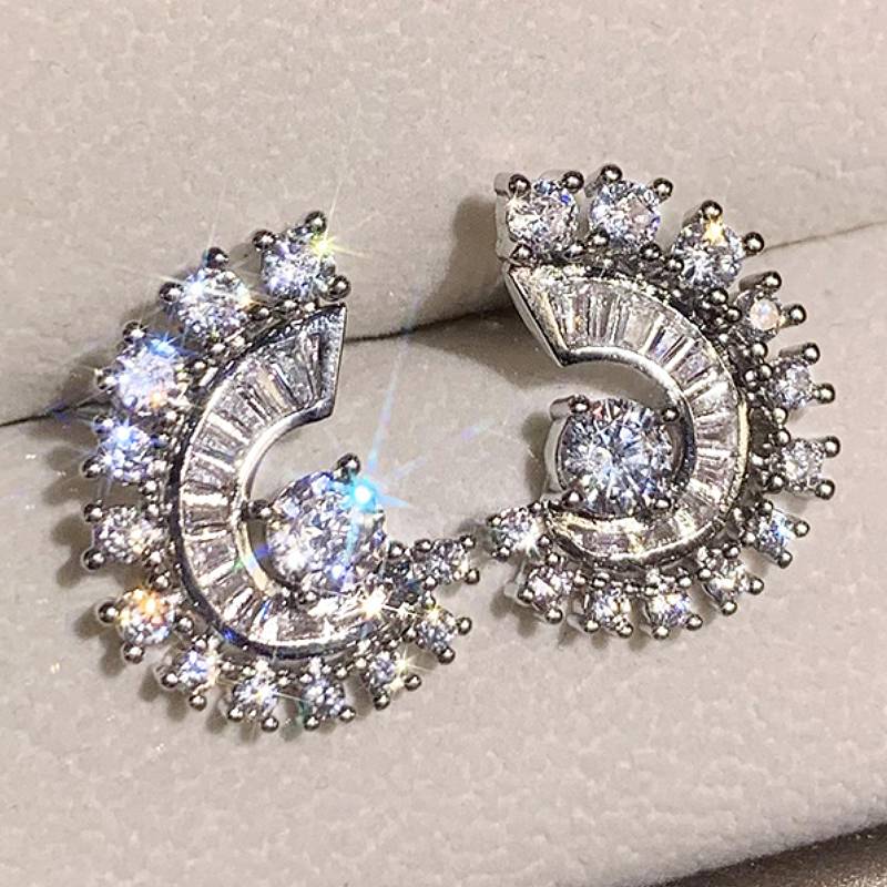 

Huitan Sea Snail Design Women Fashion Stud Earrings Unique Delicate Wedding Engagement Elegant Accessories Zircon Inlaid CZ