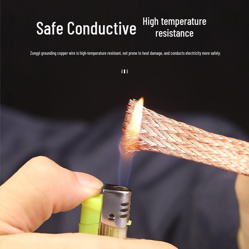 Flexible Red Copper Braided Grounding Strap - Tinned Copper, 4-25 sq mm Options