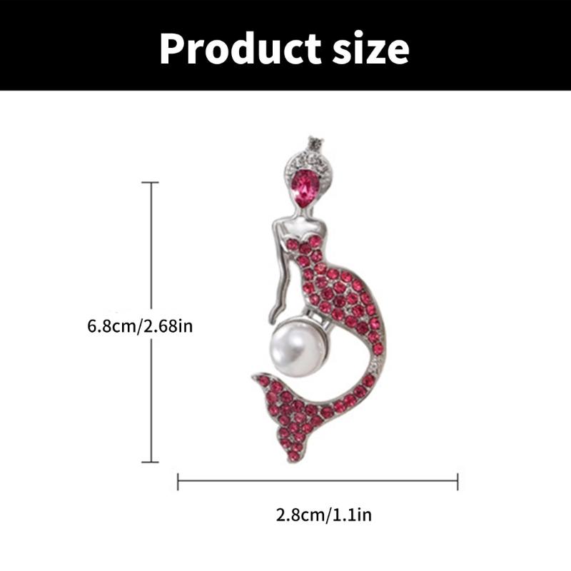 Fashionable Rhinestones Mermaids Lapel Pin with Dripping Oil Designs Contrast Accessory for Party Supplies Costumes