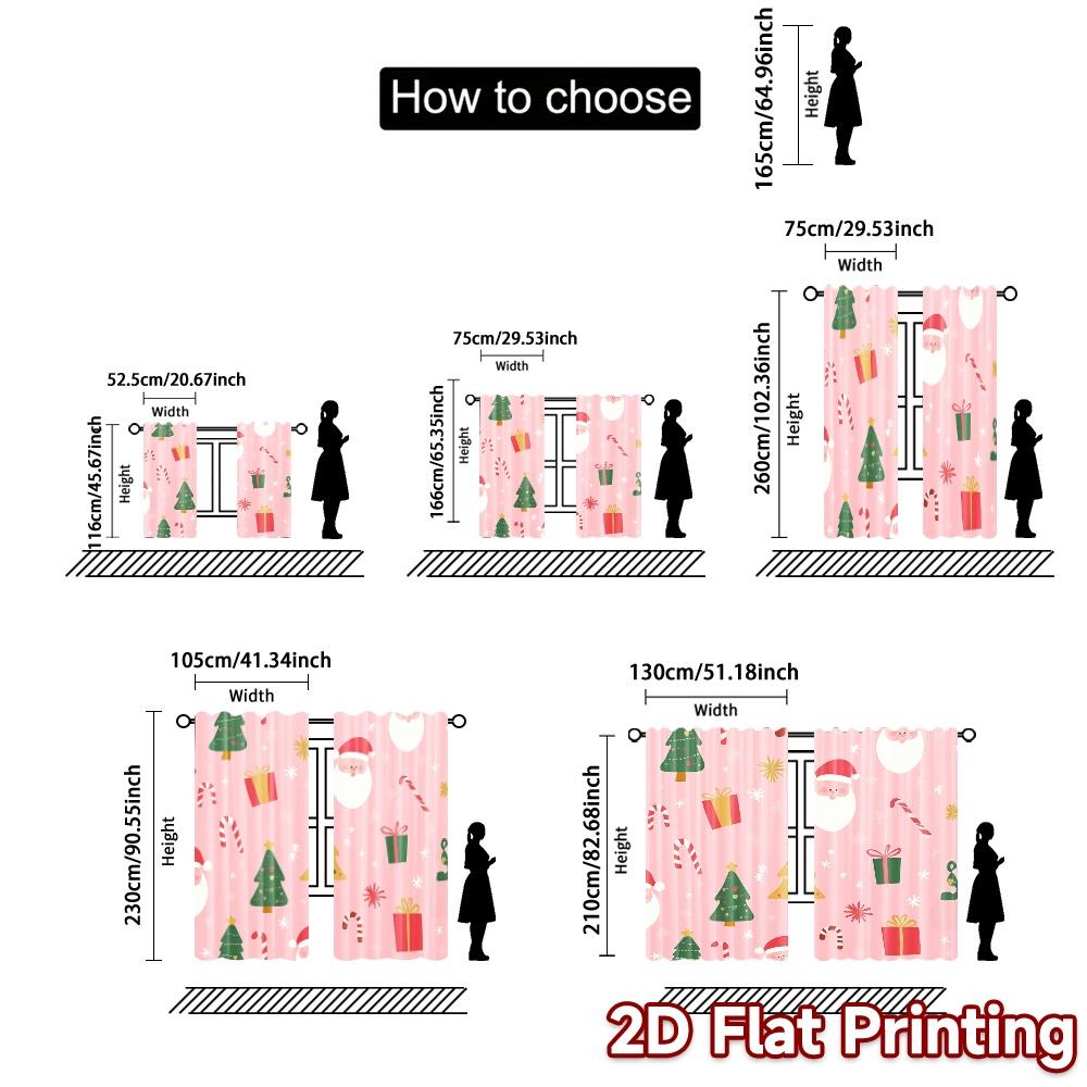 2pcs,Curtains Cute Christmas Elements (2) Pattern Chic Curtains Prints Light Filtering Curtains Versatile All Perfect for