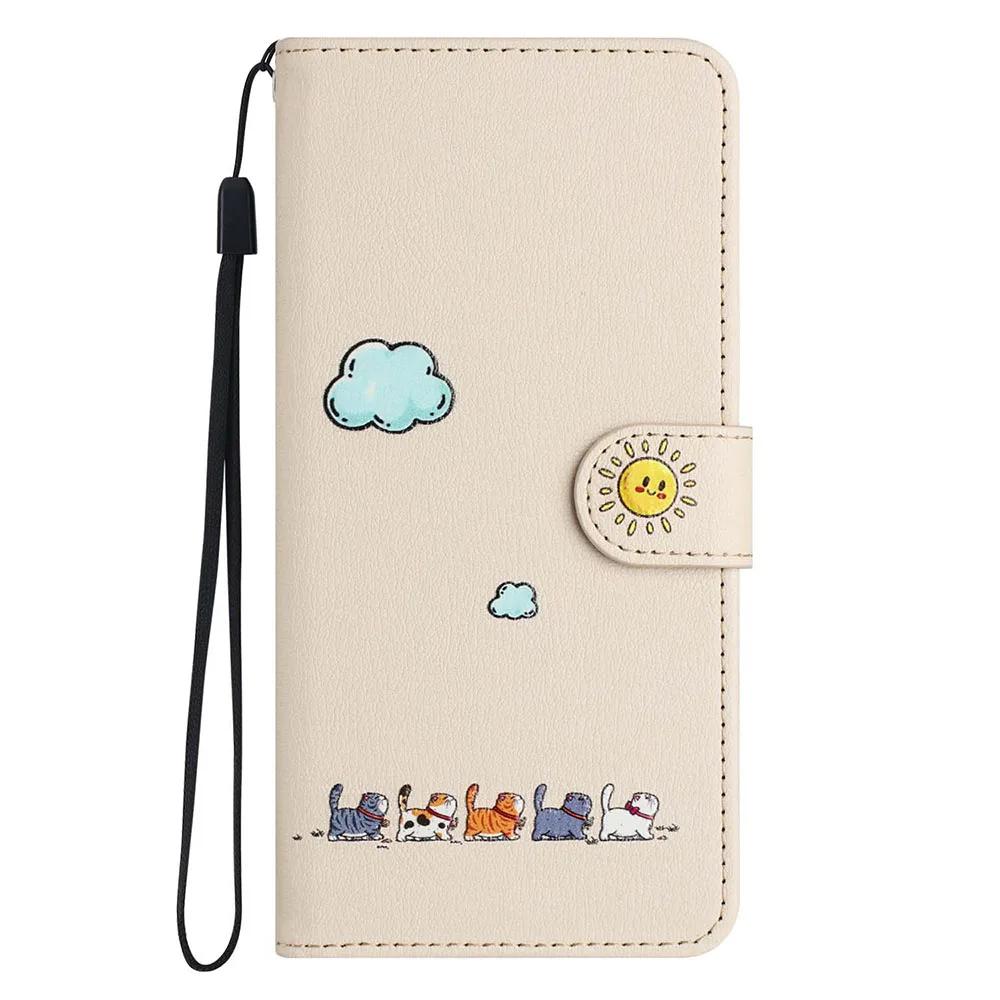 Book-style Flip Cover with Cartoon Animal Print Case For iPhone 16E 16 15 Plus 14 13 12 mini 11 Pro Max 10 XS X XR Stand Cover