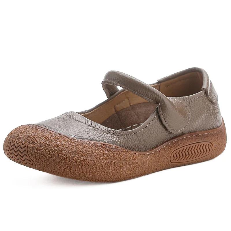 New Autumn  flats shoes women's loafer ladies concise strap cow leather ballerina flats woman luxury shallow moccasin