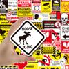 10/30/50/100pcs Warning Cartoon Stickers Funny Danger Banning Decals Waterproof Graffiti Skateboard Laptop Classic Sticker Toys