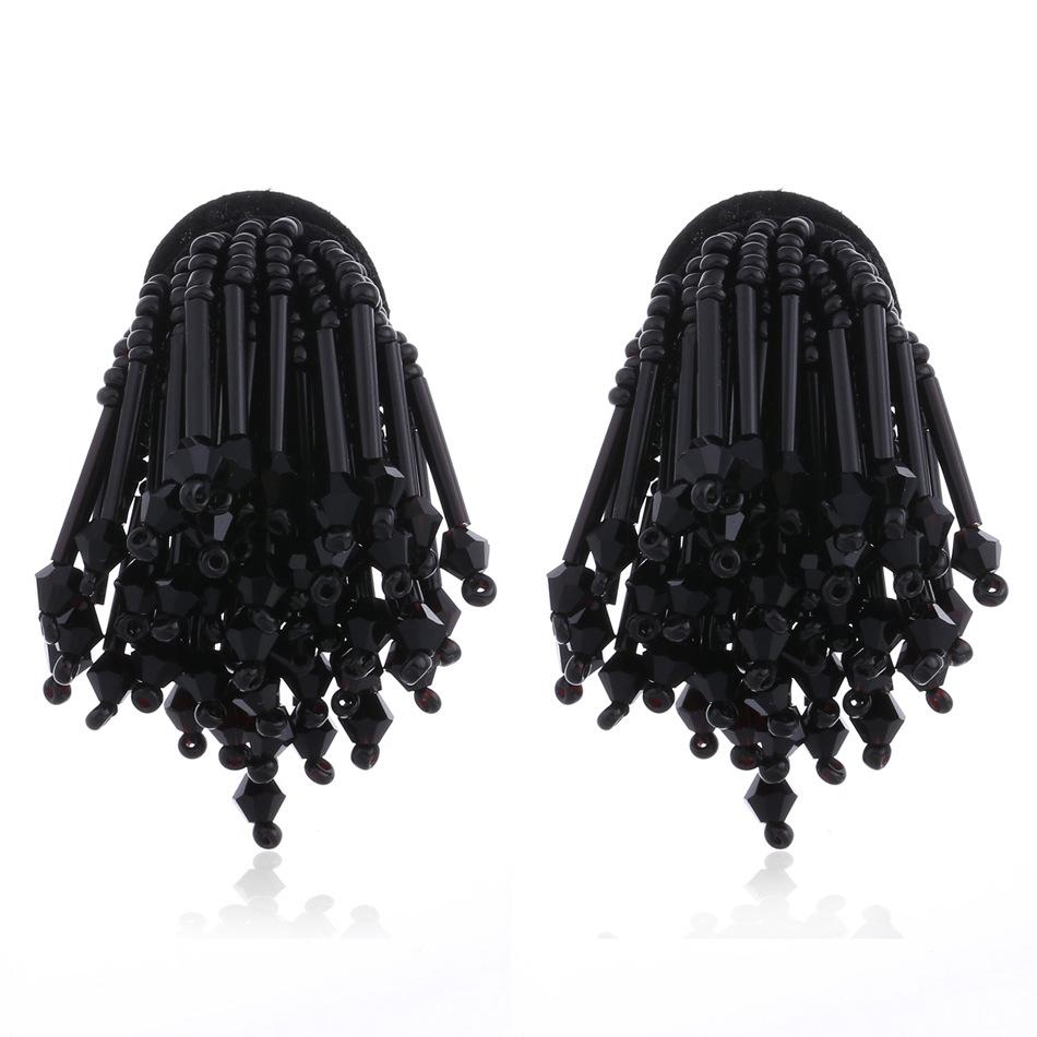 

Серьги-кисточки из акриловых бусин JMXD, эффектные висячие серьги для женщин, модная бижутерия чёрный