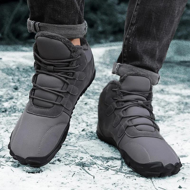 New Snow Boots Winter Non-slip Water-resistant Plus Velvet Warm Cotton Shoes Thick-soled Barefoot Five-finger Shoes Men Women