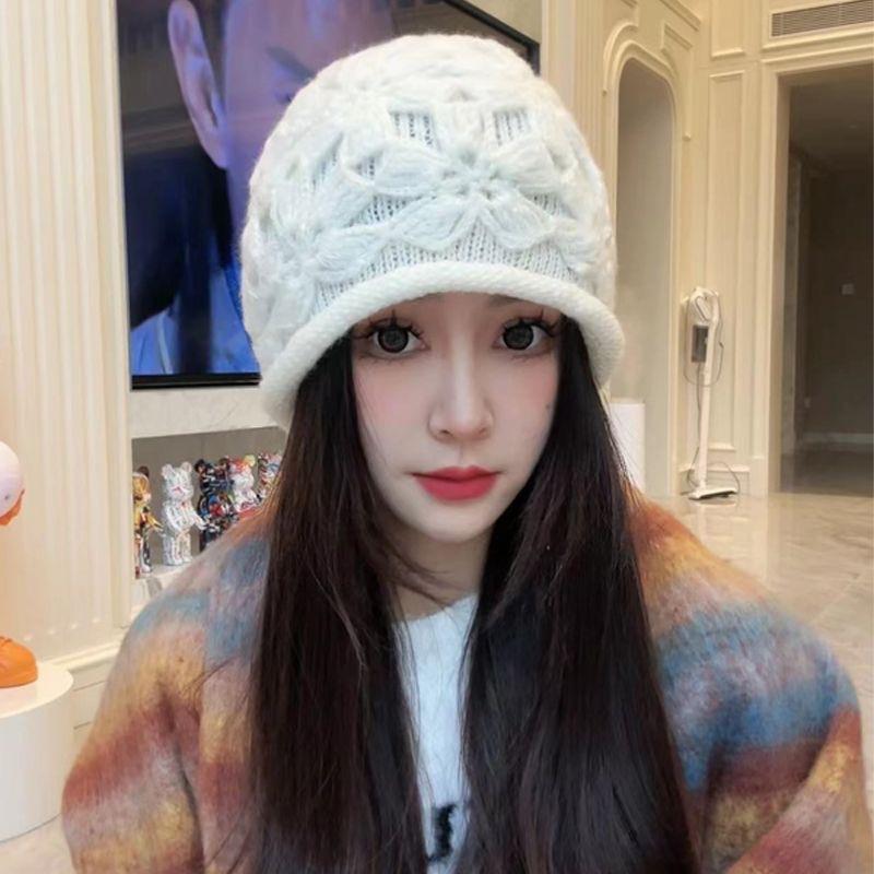 New Handwoven Bag Head Hat Women's Spring Summer Wool Hat Retro Literary Knitted Hat Fashion Pile Hat Tide