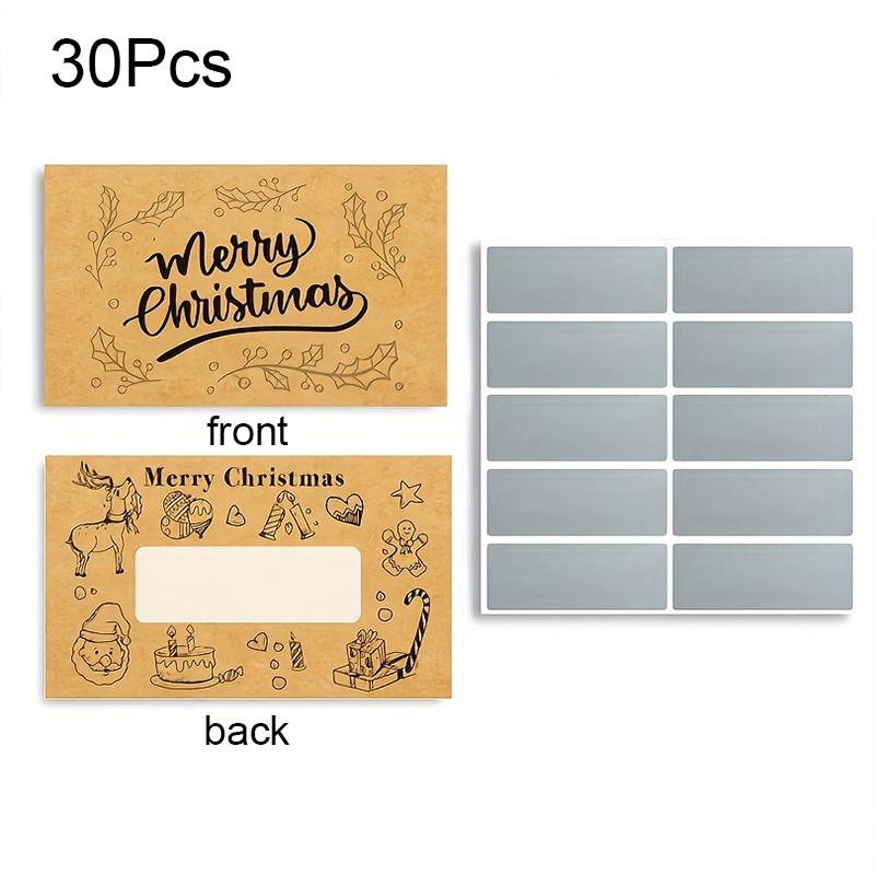 30pcs Christmas Scratch Cards Set DIY Gift Vouchers with Santa Claus & Tree Pattern Fun Holiday Party Game Prizes