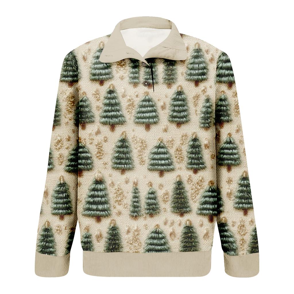 Men's Christmas Print Corduroy Button-Down Shirt