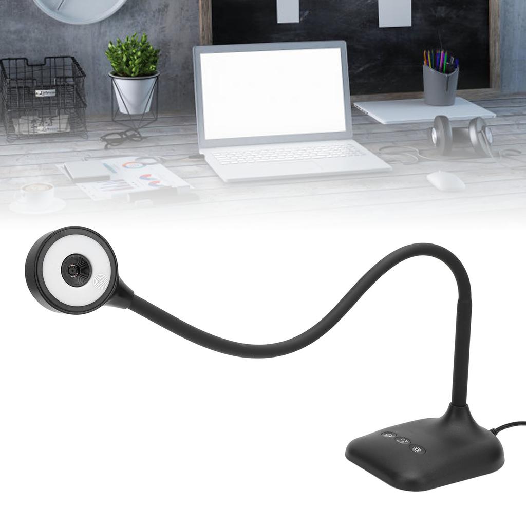USB Document Camera 2K 5MP Autofocus Image Invert USB Webcam Visualizer with LED Light for Remote Wo