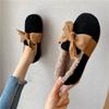 Fashion Nubuck Cow Leather Flats Woman Silk Bow-knot Furry Loafers Ladies Plush Winter Shoes Plus Size 35-42 Genuine Leather Moccasins