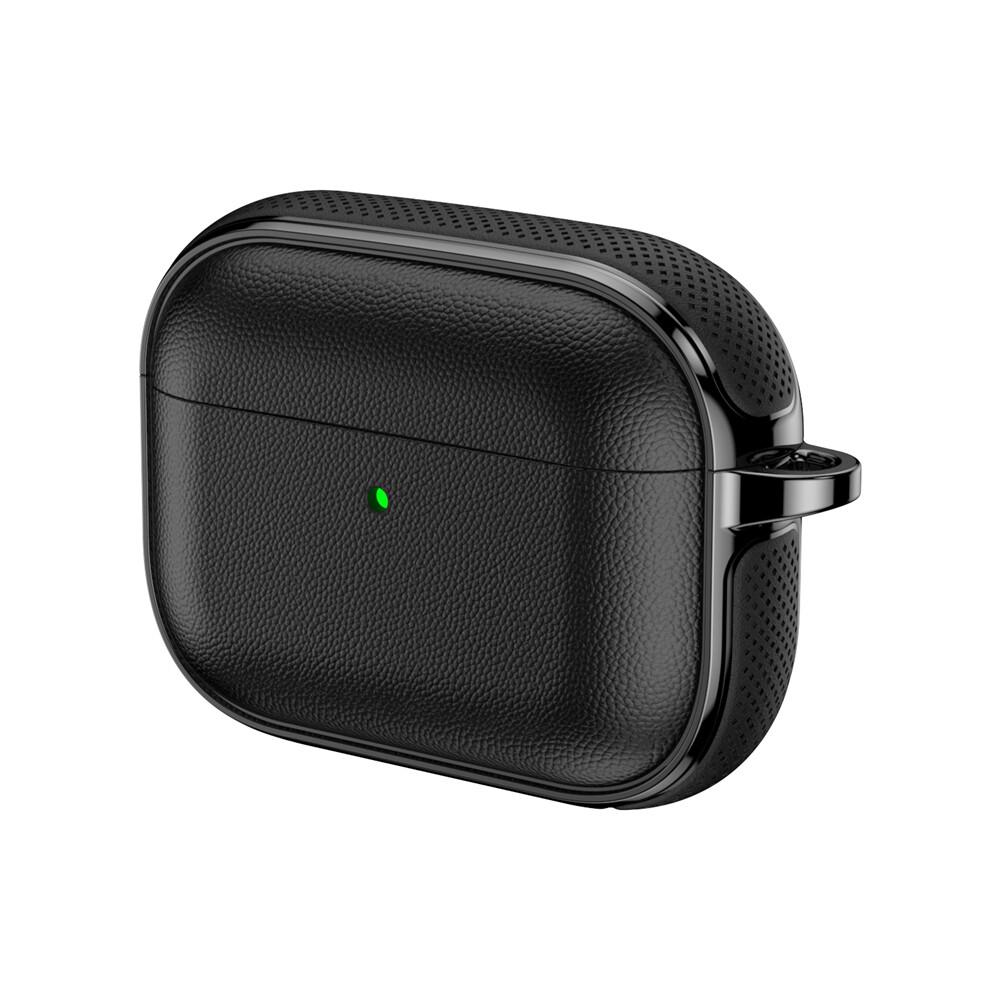 KEYSION Earphone Case for AirPods Pro 3 2 Leather Texture Soft TPU Silicone With Hook Shockproof Headphone Cover for AirPods 4