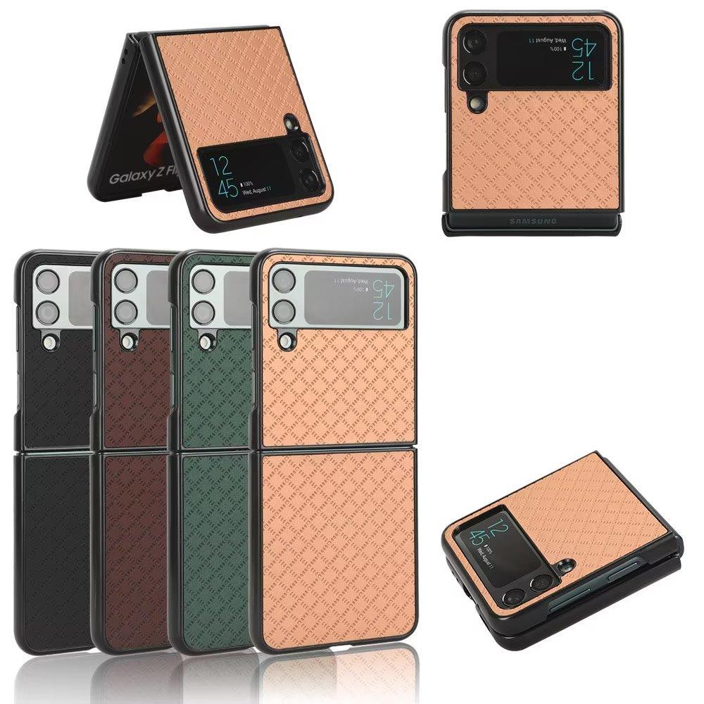 Suitable for Samsung Z Flip4 Mobile Phone Case Z FOLD4 Small Checkered Leather Pattern Case, Folding Mobile Phone Case W20 5G