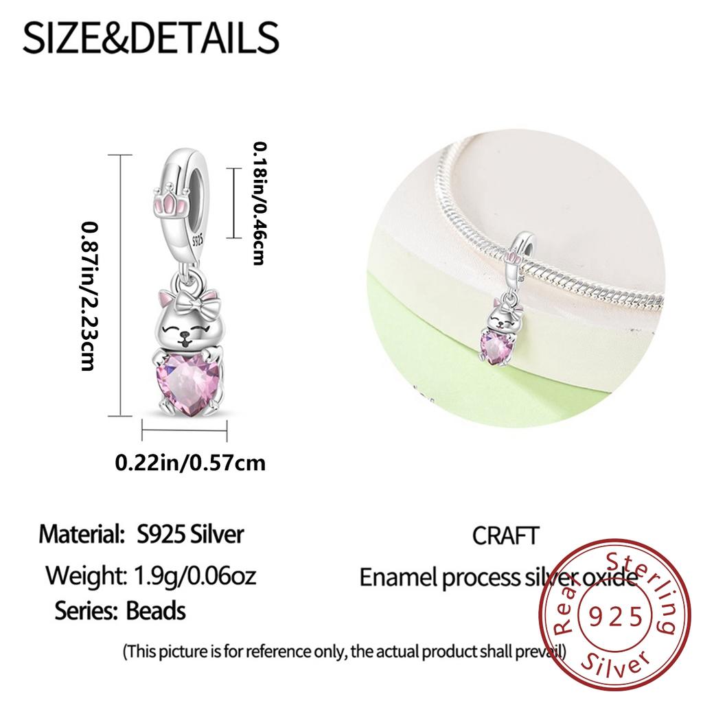 Copper Metal Cute Pink Princess Cat Pet Charm Bead Components Pendant Bead Component Bead Components High Quality Fine Jewelry Compatible With
