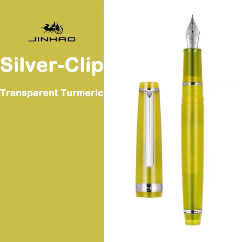 JINHAO 82 Fountain Pen Gold Trim Acrylic Barrel Silver Clip for Writing Calligraphy Signature School Office Supplies Stationery