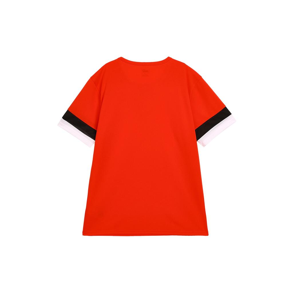 Puma Kontrastní barevný potisk loga Prodyšné sportovní tričko s krátkým rukávem Pánské topy Červené 704932-01