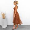 Damen Mesh Swing Cocktailkleid Ärmellos Spaghetti-Träger A-Linie Tüllkleid Formelles Hochzeitsgastkleid