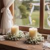 4Pcs Floral Wreath Candle Rings Wreaths, Artificial Gypsophila Flowers Candle Rings Garland for Pillar Centerpiece Party Table Decor