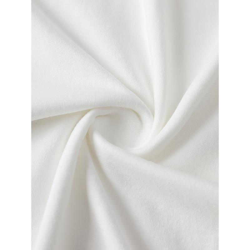 European Size Women's T-shirt, Cartoon Bee and Flower Print, White Short-sleeve Round-neck Printed T-shirt, Machine Washable, Casual Style