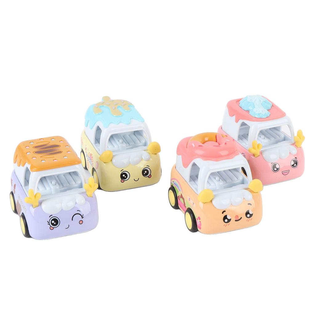 4 Pcs Pull Back Cars Adorable Cartoon Dessert Alloy Realistic Friction Powered Pull Back Trucks Toy Vehicles for Kids A Type