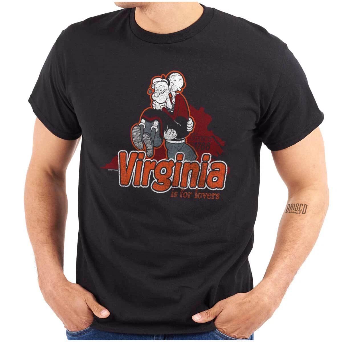Popeye Olive Virginia is for Lovers State Womens or Mens Crewneck T Shirt Tee S
