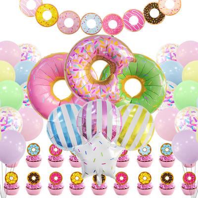 Donut-themed Aluminum Film Balloon Set for Children's Birthday Party Decoration