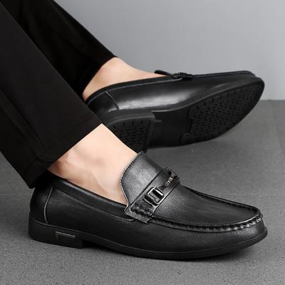 Fashion Mens Casual Genuine Leather Shoes Driving Loafers Men Business Shoes Fashion Slip-on Men Shoes Black High Quality Flat Moccasins