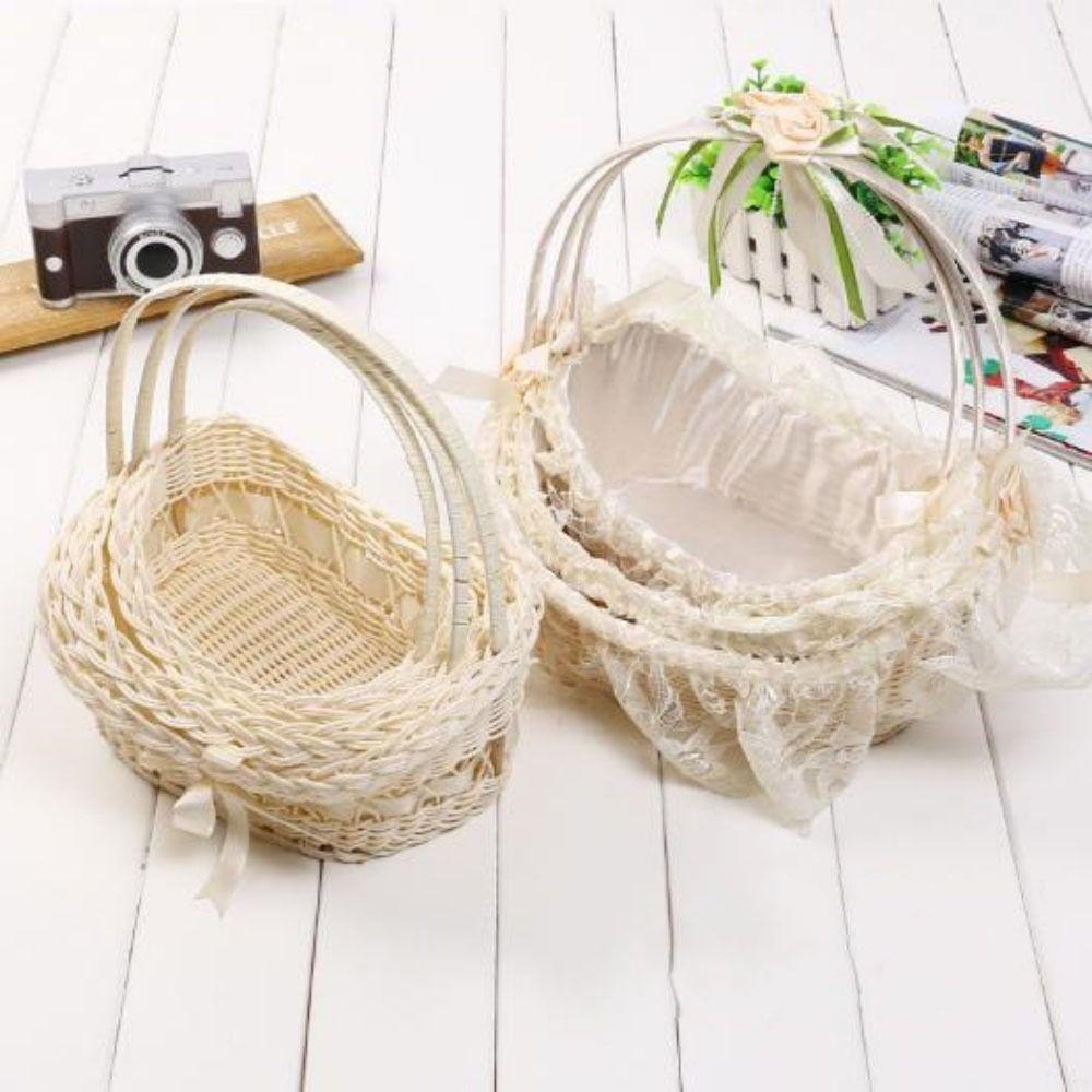 With Handle Flower Storage Basket Shopping Storage Hamper Basket  For Plant Home Wedding