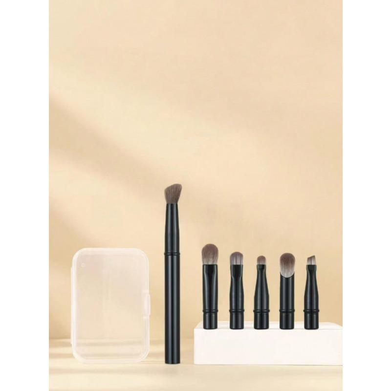 6pcs Portable Makeup Brush Set, Detachable Brush Heads, Mini Travel Makeup Brushes Nose Contour Brush, Concealer Brush, Eyeshadow Brush