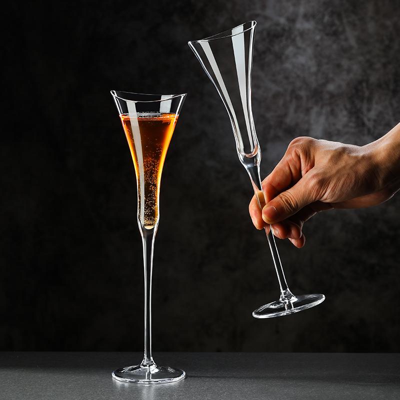 1 Stück Kristall-Champagnergläser Sektkelche Eingeschnürte Taille Weite Öffnung Kreative Champagnergläser Cocktailgläser