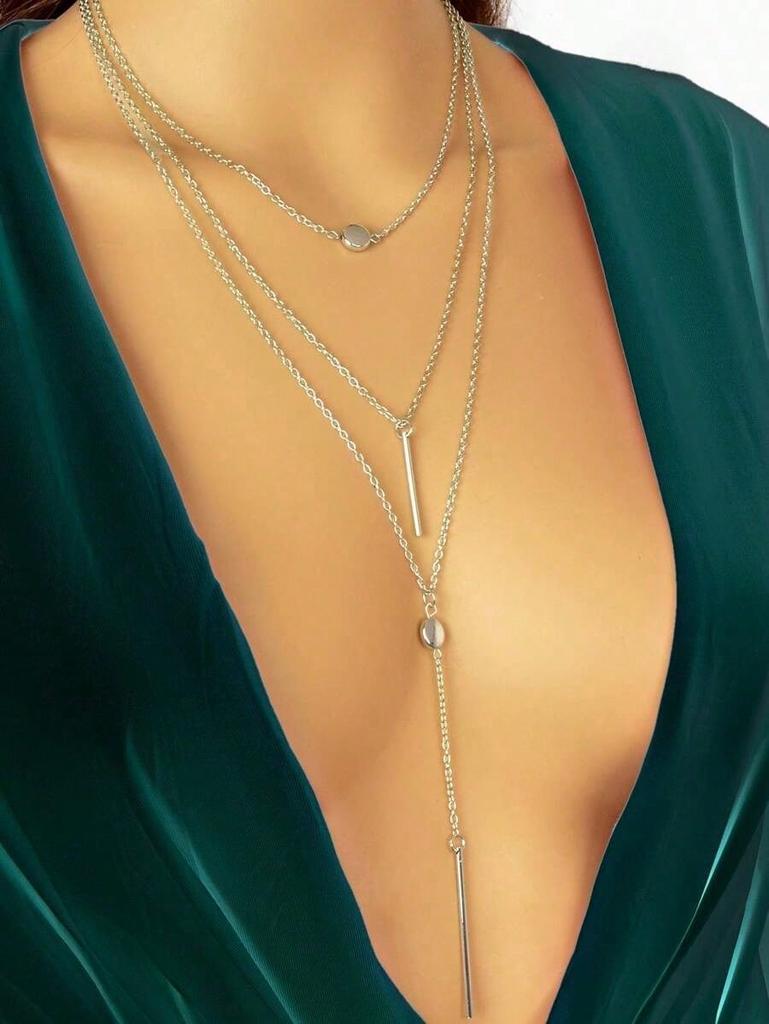 1pc Fashionable Multi-Layer Chains Long Necklace