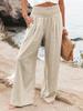 Cross2026 Women's Comfortable Cotton Linen Mid-Waist Long Pants - Casual Spring European American Style