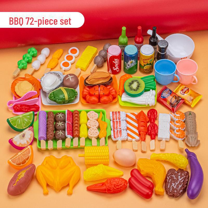 Children's Pretend BBQ Set: Kitchen Play Barbecue Skewers with Simulation Food