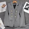 Women's Solid Color & Plaid Blazer, Polyester Cotton Blend Urban Style Suit Jacket, Office Lady Commuter Blazer