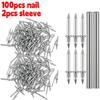 Double-Headed Invisible Seamless Nails Skirting Thread Nail with Sleeve Woodworking Fixator Screws Tool Hardware Fastener