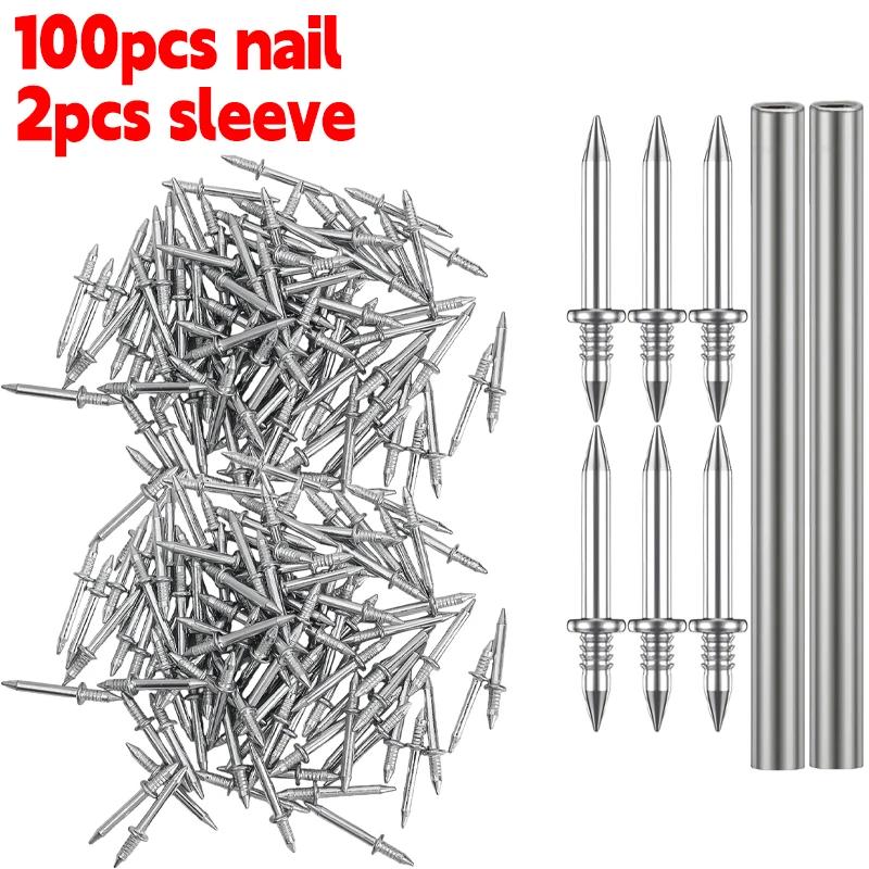 Double-Headed Invisible Seamless Nails Skirting Thread Nail with Sleeve Woodworking Fixator Screws Tool Hardware Fastener