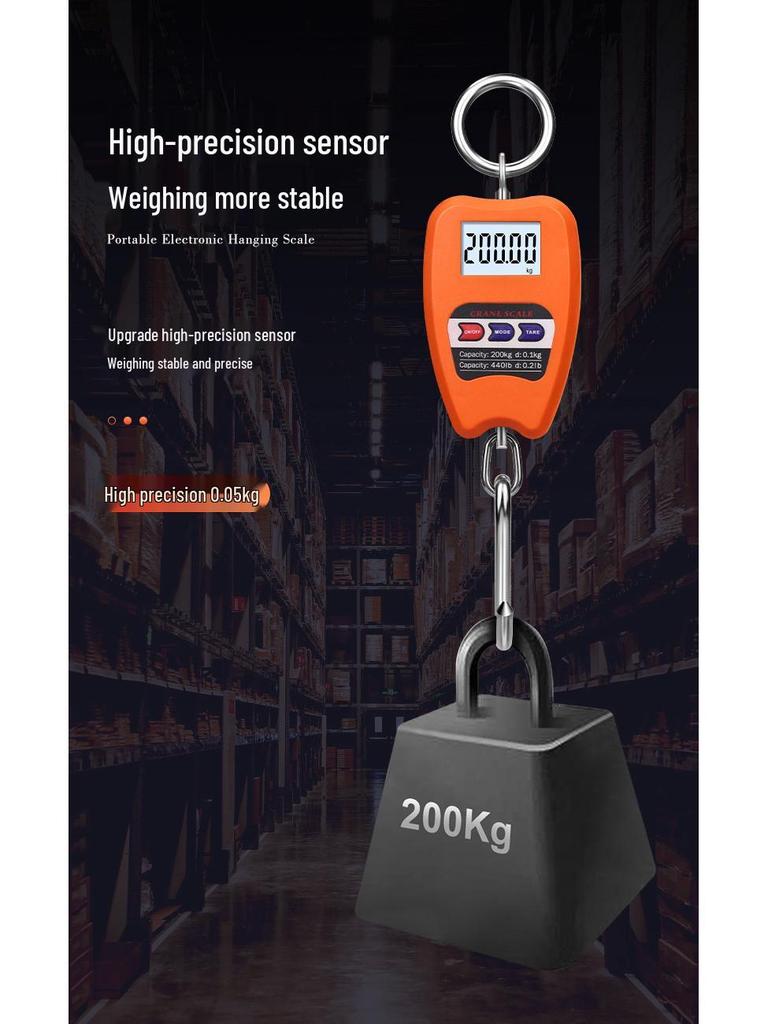 Portable 200kg Electronic Hanging Scale - Handheld Hook for Industrial and Grain Weighing