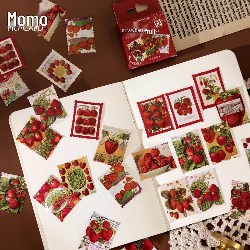 Strawberry Orchard Retro Stamp Stickers - Cute DIY Journal Decoration