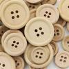 50Pcs Wooden Buttons Natural Color Round 4-Holes Sewing Scrapbooking