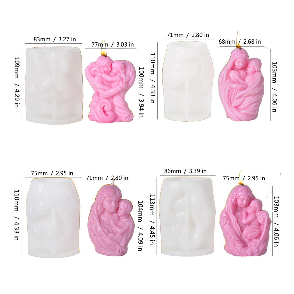 Flexible Silikon-Bastelformen mit Mutter und Kind Silikon-Kerzengießformen für die Kerzenherstellung und Ornamente