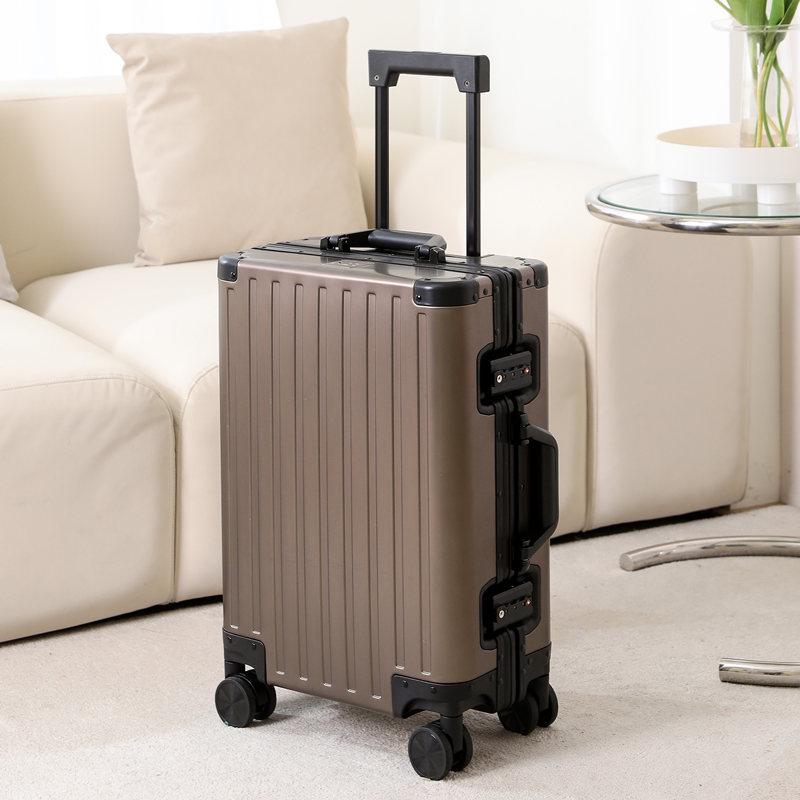 Aluminum-Magnesium Alloy Trolley Case - All-Metal Universal Wheel Luggage for Men and Women Business Carry-On