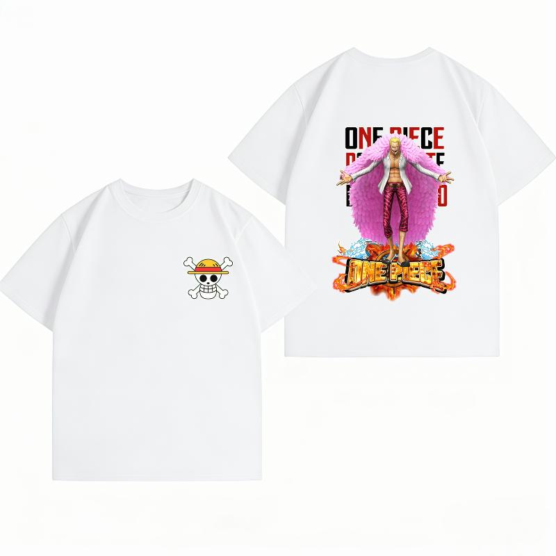 Unisexs Clothing New 100 Cotton Breathable Summer TShirt Bandai One Piece Donquixote Doflamingo Print Casual Streetwear Unisexs Top