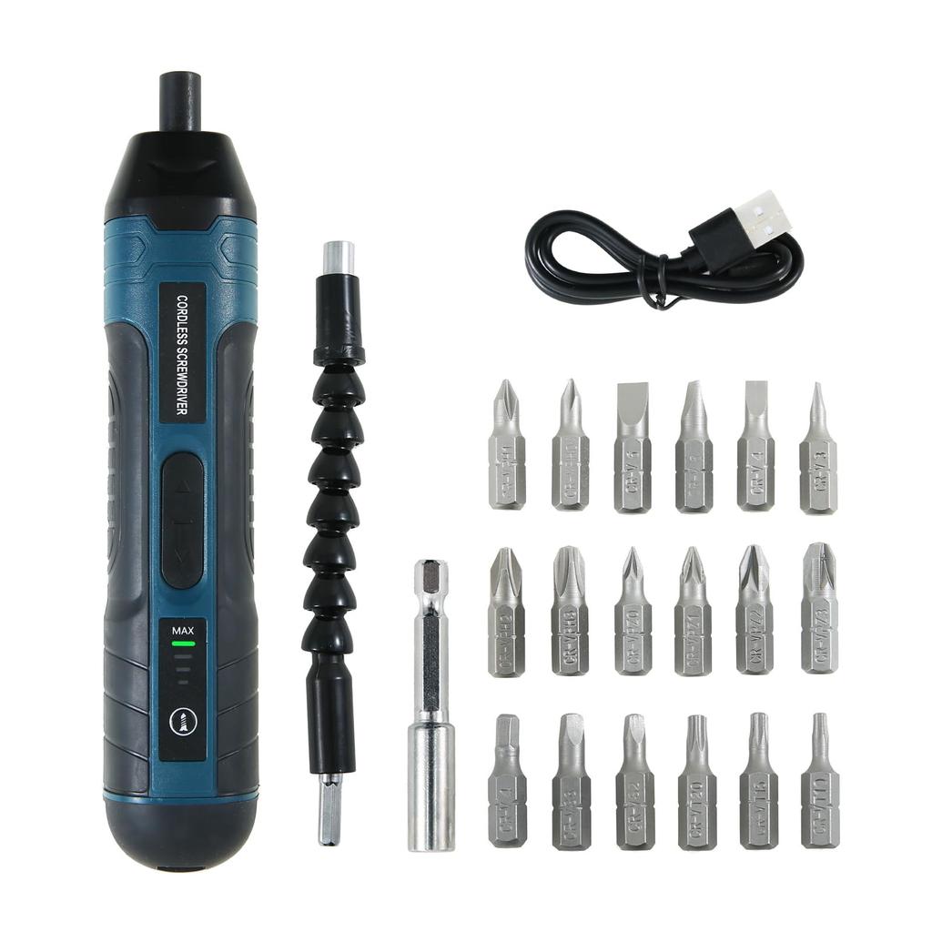 Electric Screwdriver Small Electric Screwdriver Rechargeable Cordless Electric Screwdriver Set with USB Charging and Ideal for Furniture and DIY