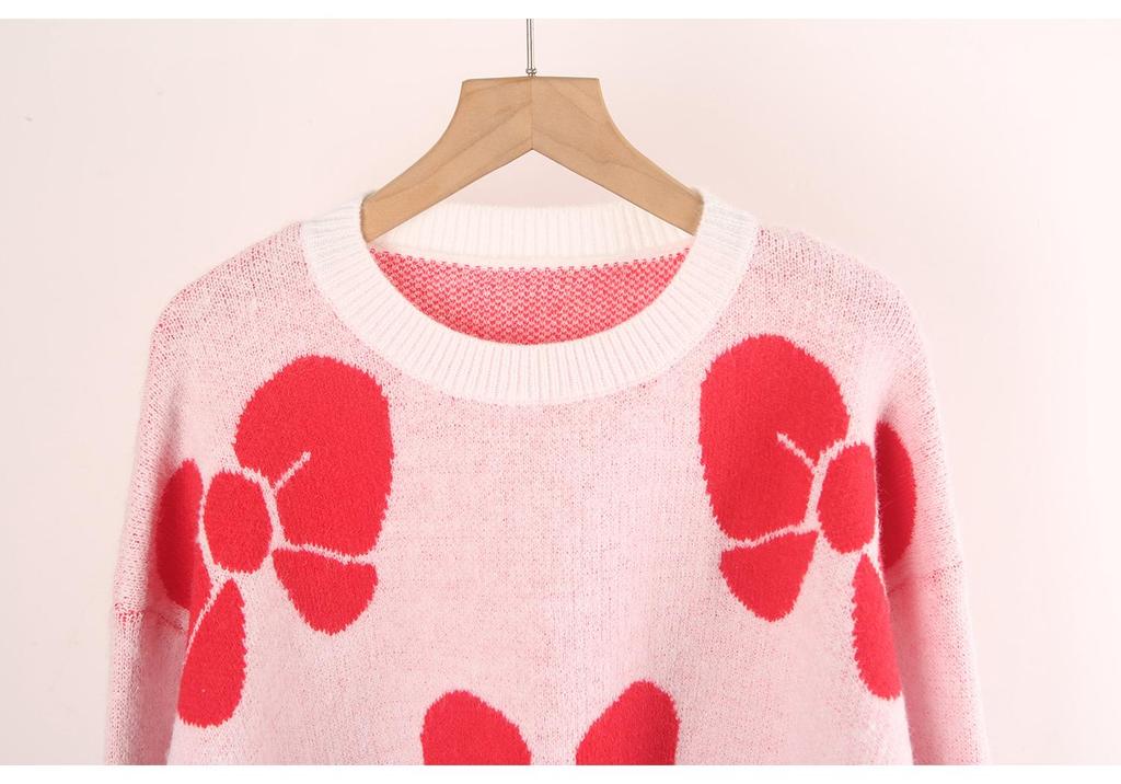 2026 Spring Women's Plus Size Bowknot Loose Sweater Pullover Knitwear