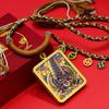 Tibetan Gold Thangka Mahakala Vajrapani Pendant with Rope Necklace