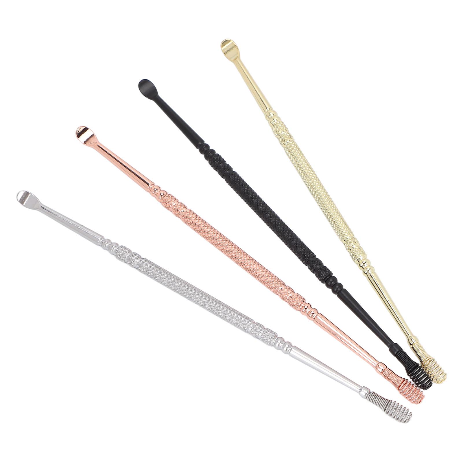 

4 Colors Stainless Steel Double Head Ear Spoon 360 degrees Spiral Earwax Remover Cleaning Tool