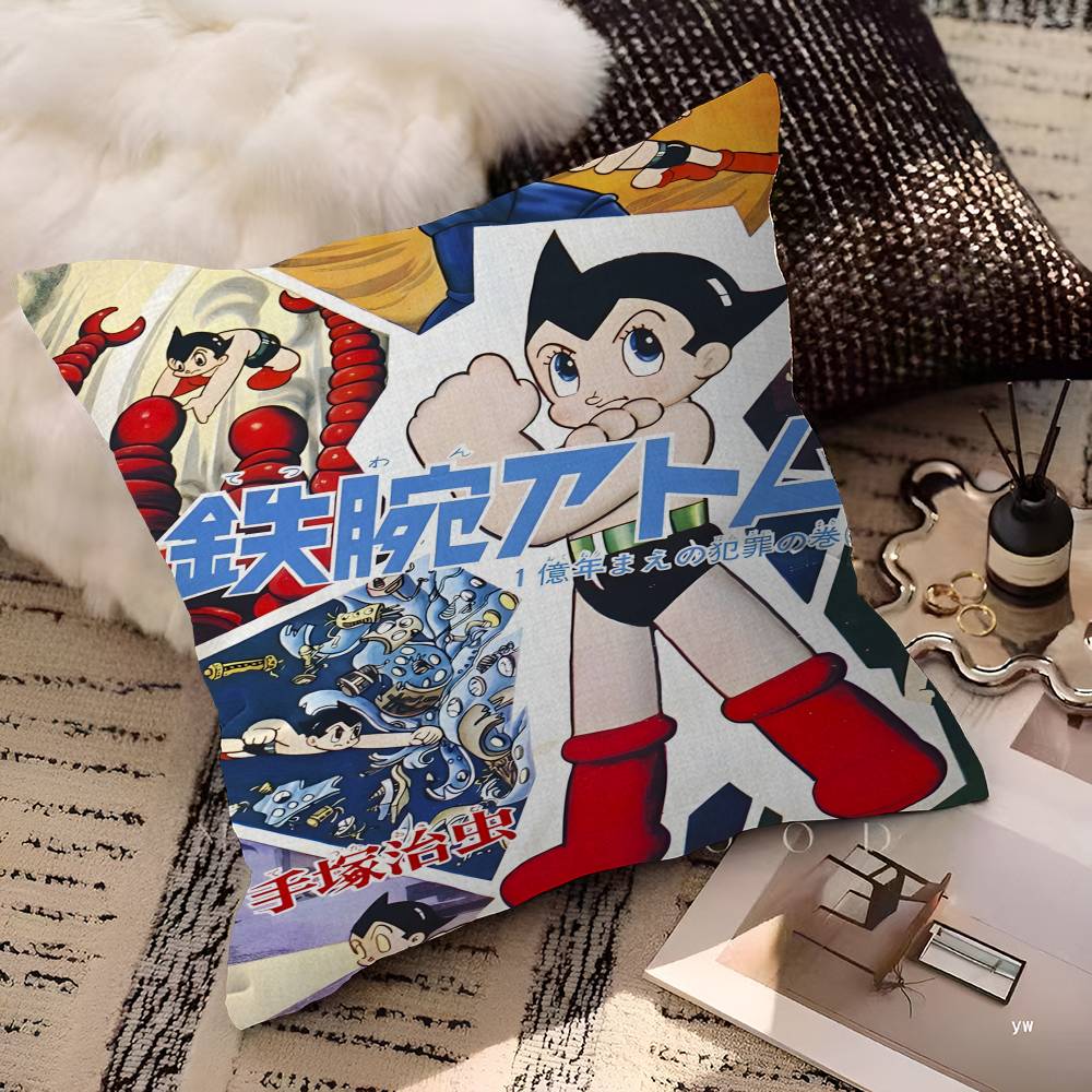 Vintage A-Astro Boy Pillow Covers Cartoon Sofa Decorative Home Double-Sided Printing Short Plush Cute Cushion Cover